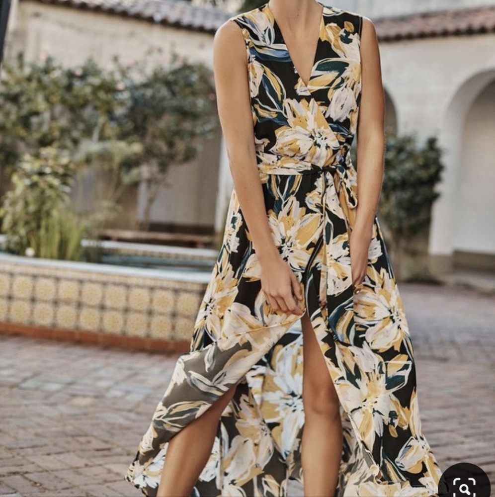 Amour Vert Silk Maxi Wrap Dress